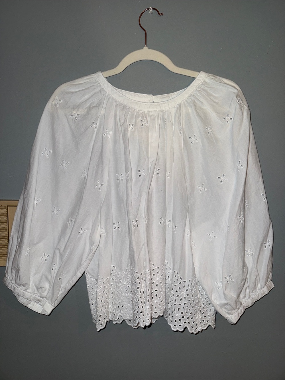 Old Navy White Eyelet Peasant Top